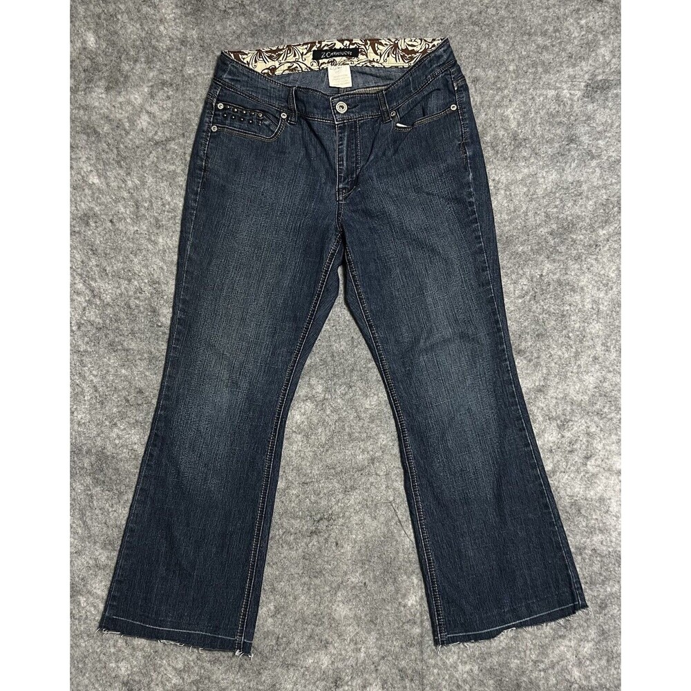 VINTAGE Z. CAVARICCI Jeans Women’s Waist 30.5 Blue Crop Raw Hem Denim Studded